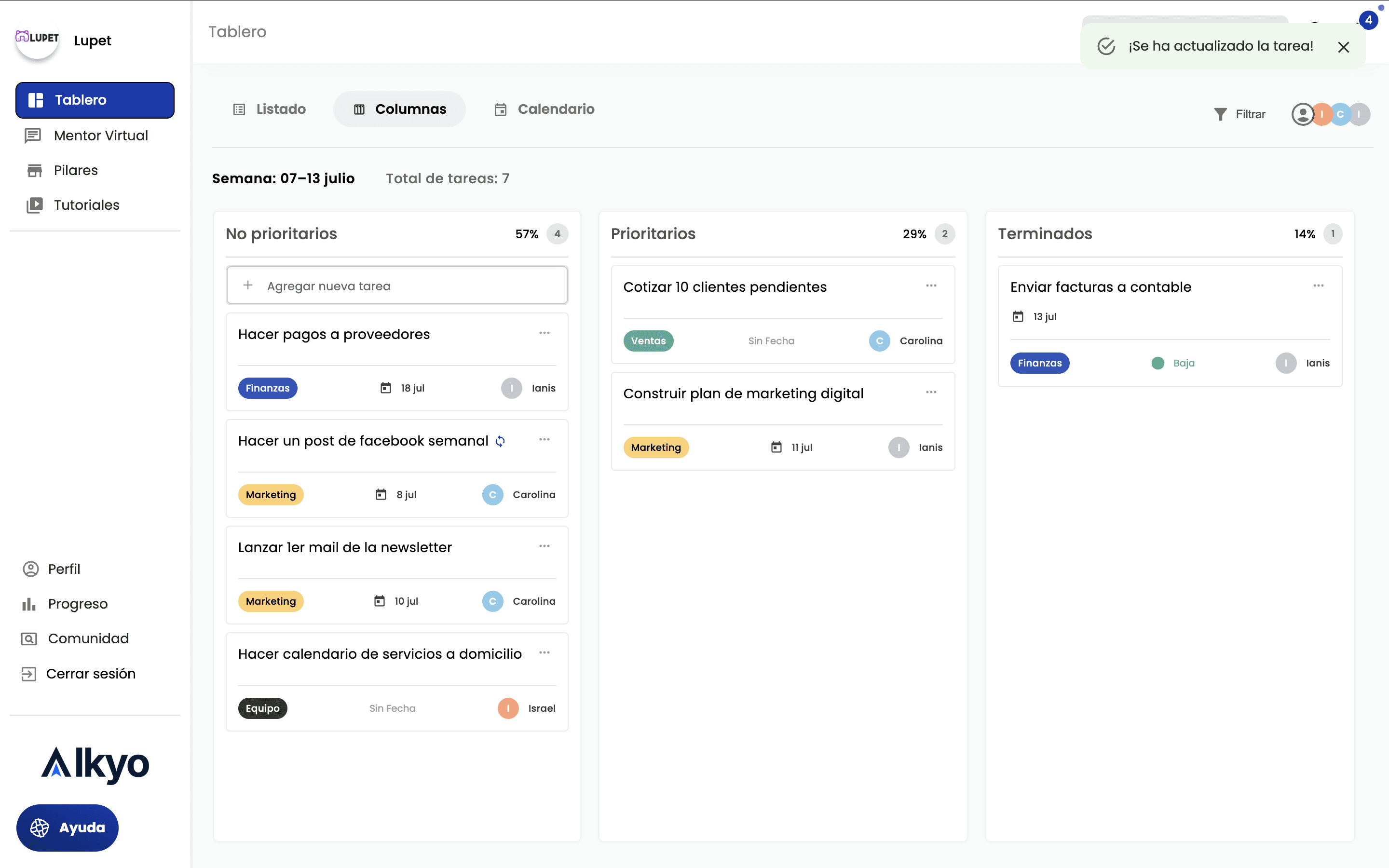Tablero — organizador de tareas